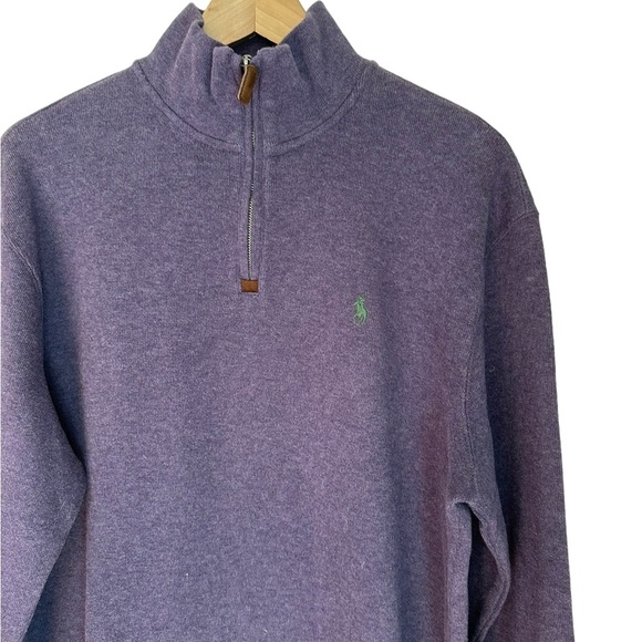 Polo By Ralph Lauren Mens Purple 1/4 Zip Long Sleeve Knit‎ Sweater Size L - Picture 5 of 11